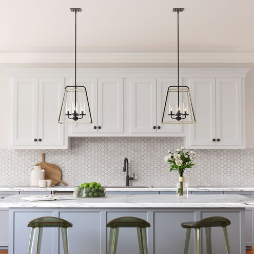 Bonnie 4 Light 15.88 inch Matte Black/Grey Wood Pendant Ceiling Light